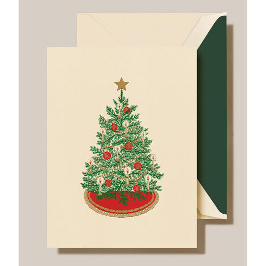 Engraved Candlelight Christmas Tree Boxed Folded Holiday Cards